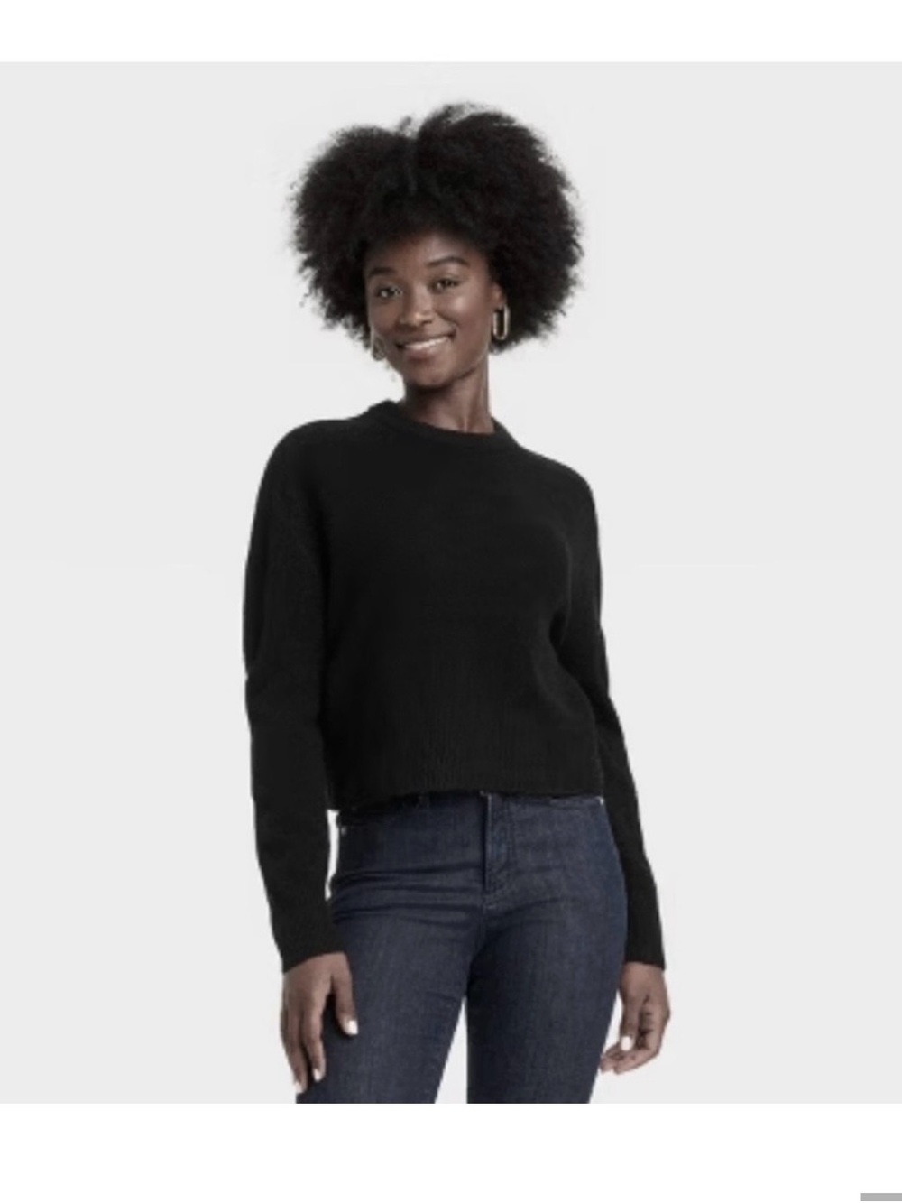 Universal Thread Cozy Knit Black Crewneck Pullover Sweater